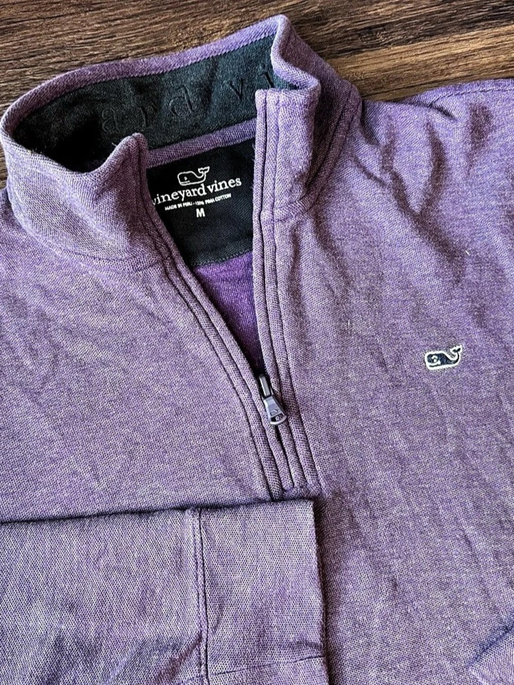 Vineyard Vines Men's Medium Purple Quarter Zip Pullover 100% Pima Cotton